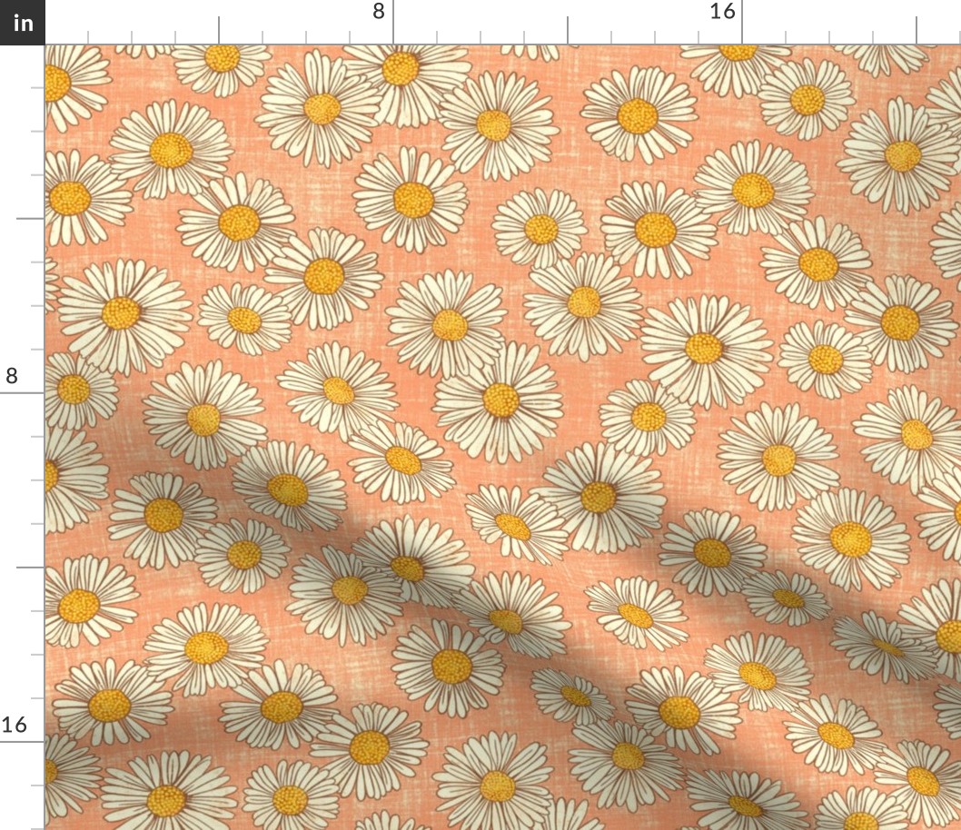 Charming Daisy Garden on Pink ( Large Scale)