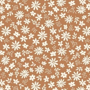 Country Floral on Brown (Medium Scale)