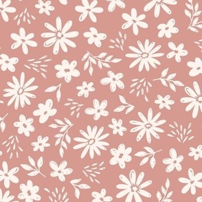 Country Floral on Desert Pink (Large Scale)