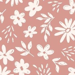 Country Floral on Desert Pink (Extra Large Scale)