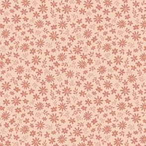 Ditsy Country Floral on Dusty Coral (Small Scale)
