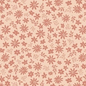Country Floral on Dusty Coral (Medium Scale)