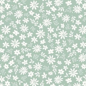 Country Floral on Mint Green (Medium Scale)