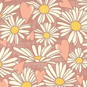 Daisy Love on Vintage Pink (Large Scale)
