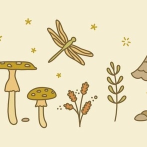 Mushroom Storybook Garden in Muted Colors (Extra Large Size)