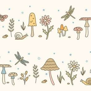 Mushroom Storybook Garden in Pastels (Large Size)