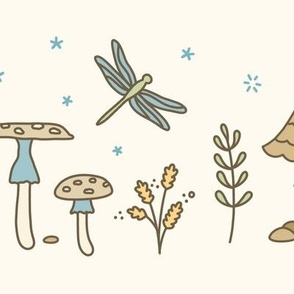 Mushroom Storybook Garden in Pastels (Extra Large Size)