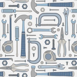 Hand Tools in Blue & Gray (Medium Scale)