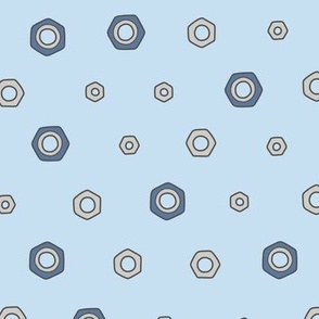 Hex Nut Polka Dot in Blue & Gray (Large Scale)