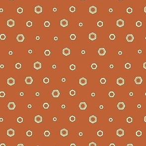 Hex Nut Polka Dot on Orange (Small Scale)