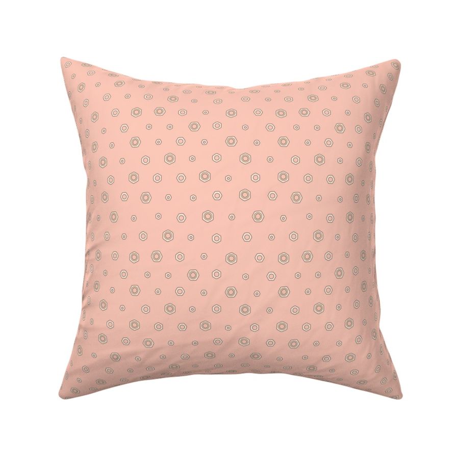 Hex Nut Polka Dot on Pink (Small Scale)