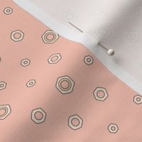 Hex Nut Polka Dot on Pink (Small Scale)