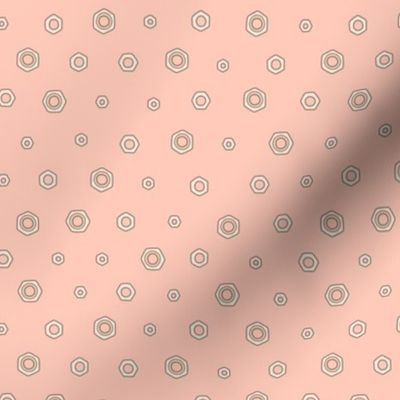 Hex Nut Polka Dot on Pink (Small Scale)