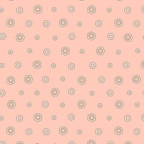 Hex Nut Polka Dot on Pink (Small Scale)