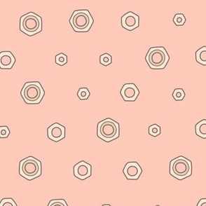 Hex Nut Polka Dot on Pink (Large Scale)