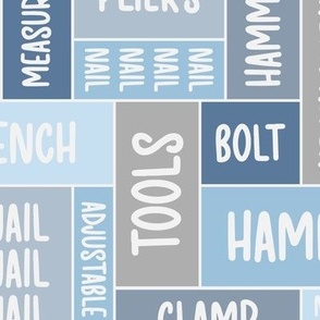 Tool Words in Blue & Gray (Large Scale)