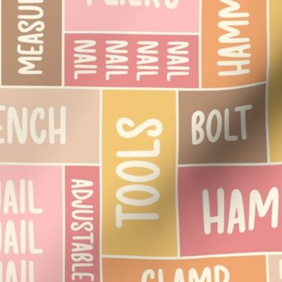 Tool Words in Pink & Brown (Large Scale)