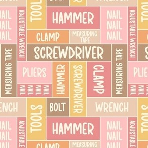 Tool Words in Pink & Brown (Small Scale)