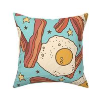 Bacon & Eggs with Stars on Aqua (Extra Large Scale)