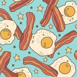 Bacon & Eggs with Stars on Aqua (Large Scale)