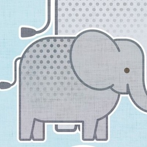 Elephants Blue Background