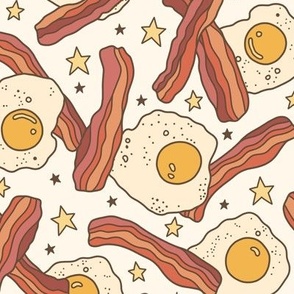 Bacon & Eggs with Stars on Cream (Large Scale)