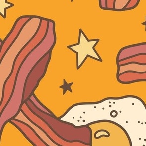 Bacon & Eggs with Stars on Orange (Extra Large Scale)