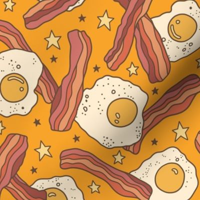 Bacon & Eggs with Stars on Orange (Large Scale)