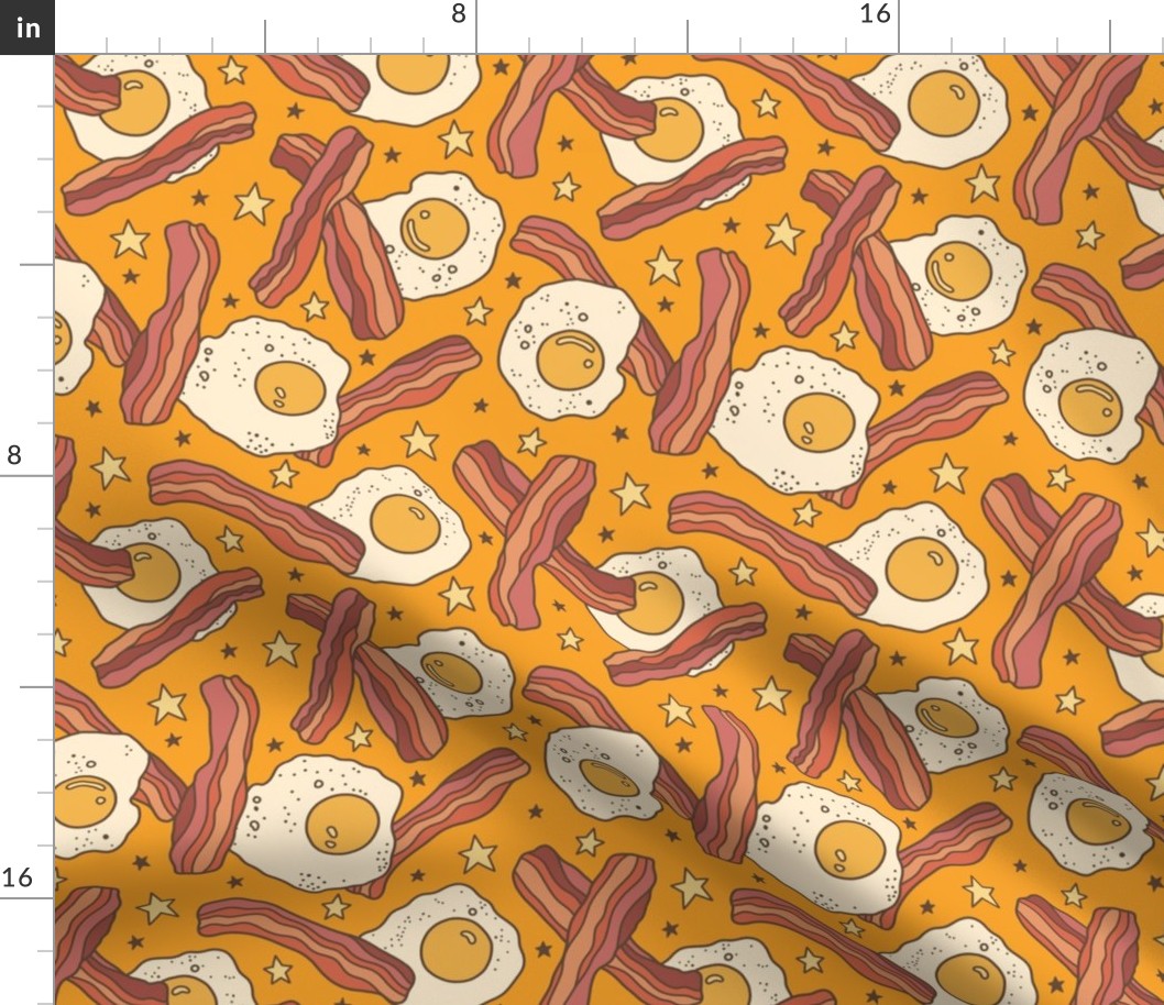 Bacon & Eggs with Stars on Orange (Large Scale)