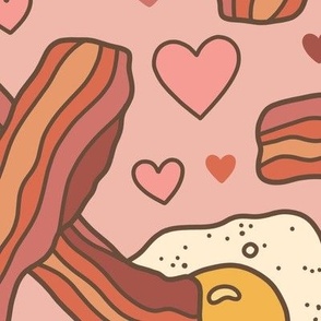 Bacon & Eggs with Hearts on Pink (Extra Large Scale)