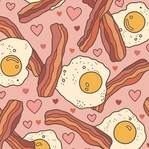 Bacon & Eggs with Hearts on Pink (Large Scale)Bacon & Eggs with Hearts on Pink (Large Scale)