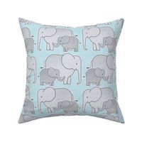 Elephants Blue Background Small