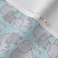 Elephants Blue Background Mini