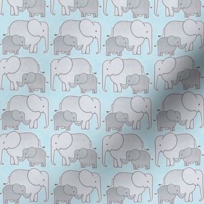 Elephants Blue Background Mini