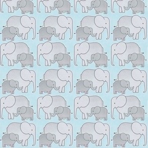 Elephants Blue Background Mini