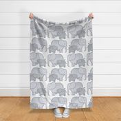 Elephants White Background