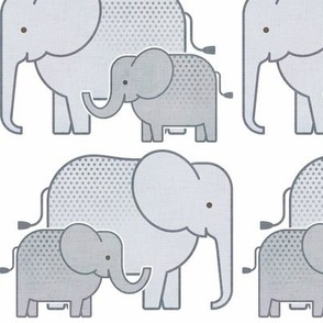 Elephants White Background Small