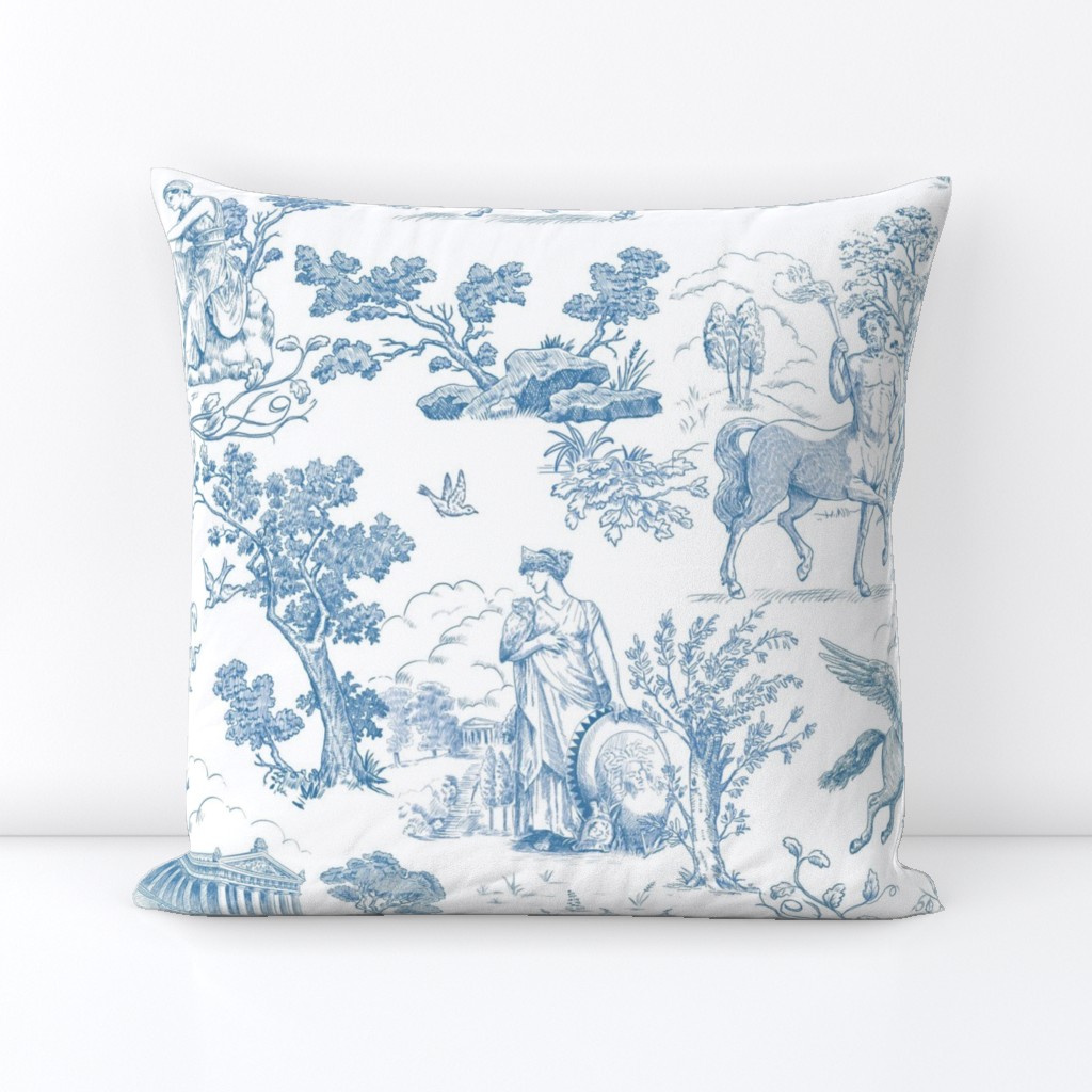 Greek Mythology Toile Blue on White