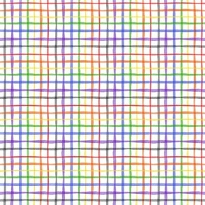 Rainbow Watercolor Plaid (extra small) || geometric square grid gingham