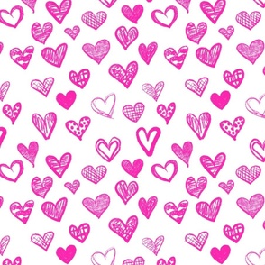 Hand drawn hearts White Pink Medium || girly feminine sweetheart valentine's day love kids room