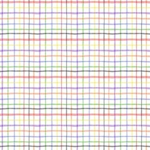 Jumbled Rainbow Watercolor Plaid / Gingham (extra small) || geometric square grid