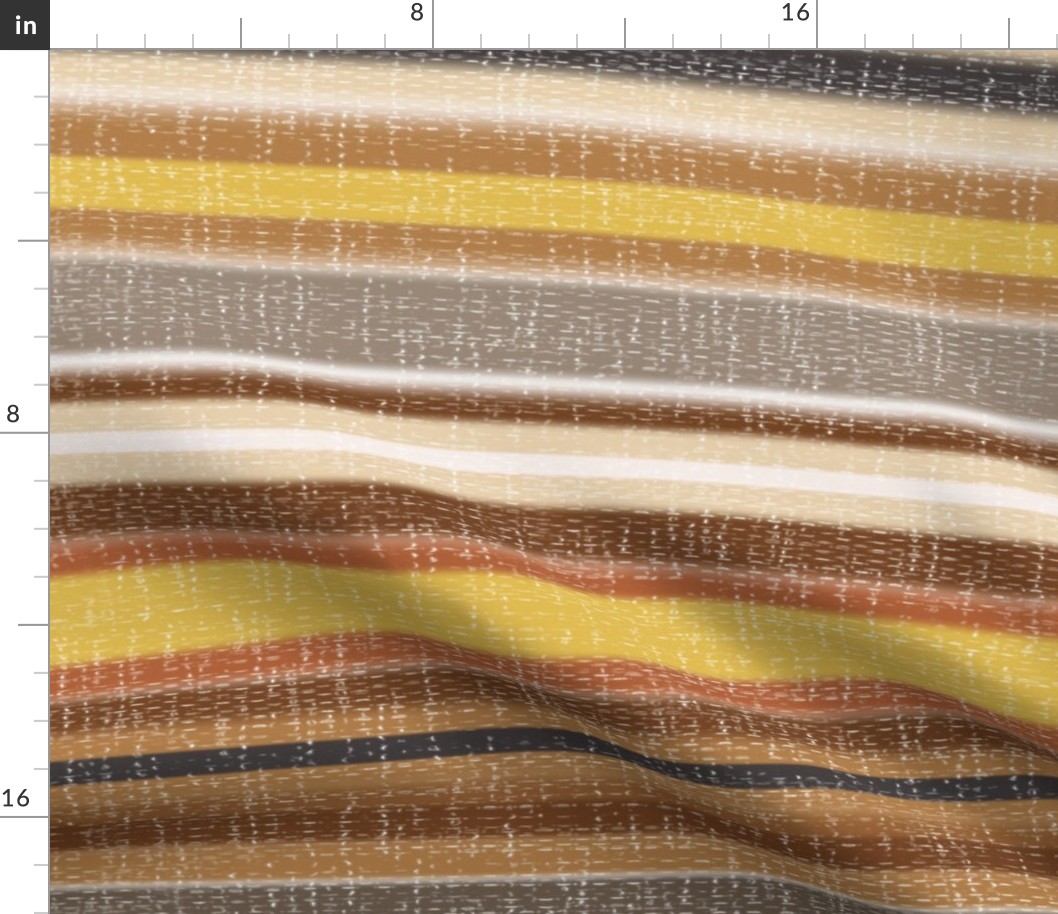 Southwest Serape Stripe - Faux Mexican Jerga Blanket in muted gray, orange, rust and earthen tones
