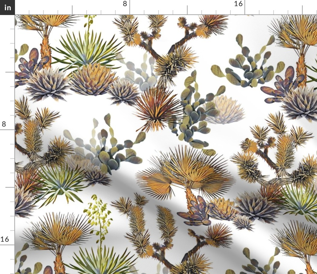 Desert Floral - Cactus, Agave, Palms, Yucca and Joshua Trees on solid white