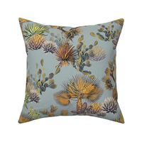 Desert Floral - Cactus, Agave, Palms, Yucca and Joshua Trees on muted teal