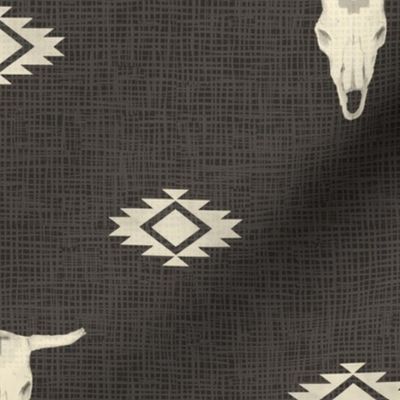 Cow Skull and Southwest Geometric on  dark gray