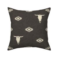 Cow Skull and Southwest Geometric on  dark gray