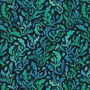 Botanical swirls (small scale, dark background)
