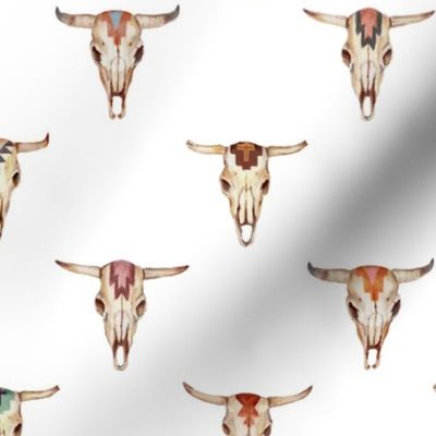 Painted Cow Skulls on solid white