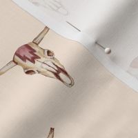 Painted Cow Skulls on solid pink