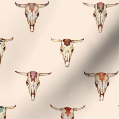 Painted Cow Skulls on solid pink